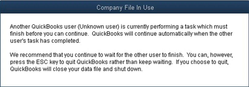 company file in use error