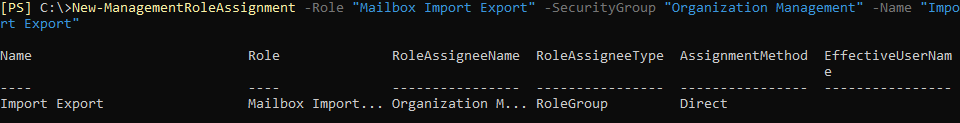 assigning mailbox import export