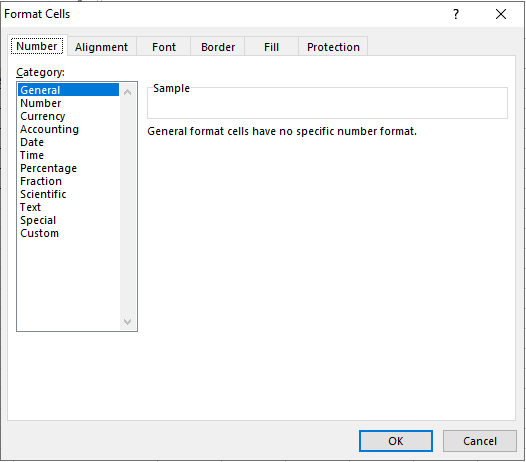 Format Cells Option