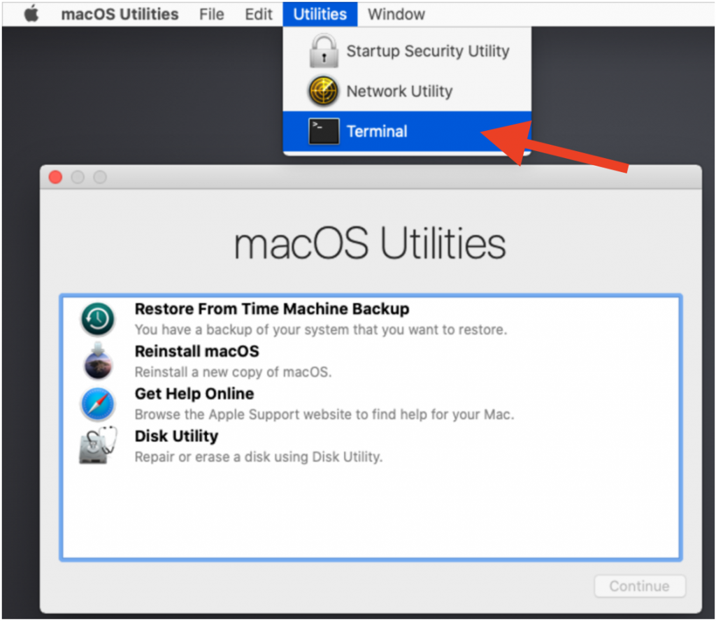 macOS Utilities window