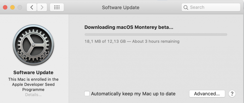 Software tab > downloading macOS Monterey beta
