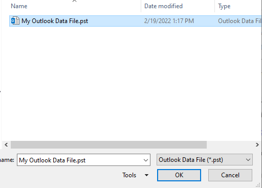 select pst file