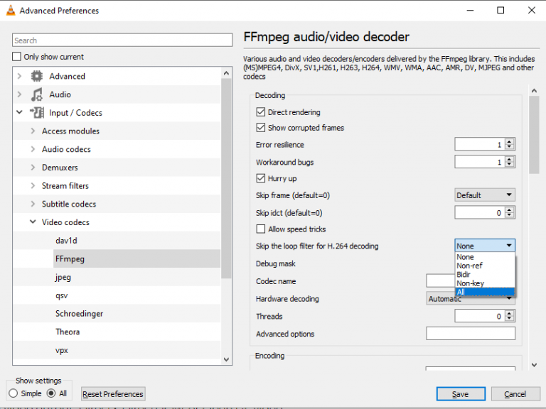 VLC_Skip-the-loop-filter-for-H.264-decoding