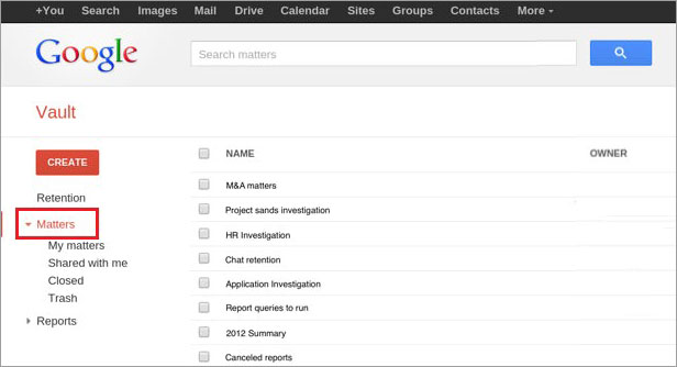 Google-vault-matter