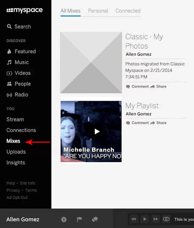 Image space shows blank in MySpace Mixes