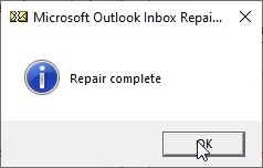 Repair to fix the PST file errors
