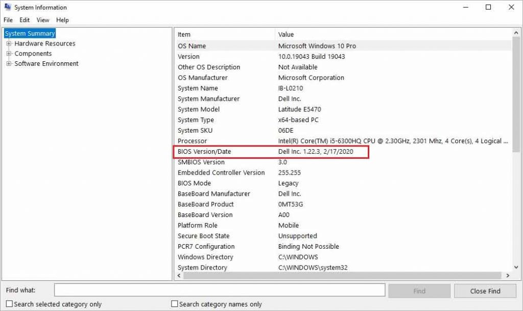 System-Information-BIOS-Version