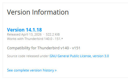 check the version of thunderbird importexporttools ng add-on 