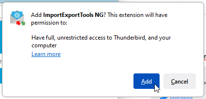click add to install imporexporttoolsng