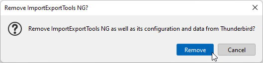 confirm removal of importexporttoolsng from thunderbird