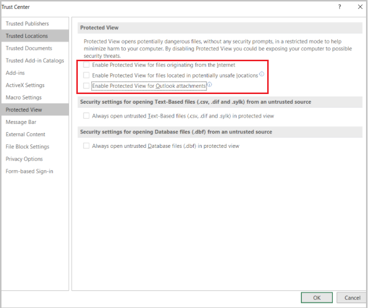 Solusi error excel File couldn't open in protected view - Excel File Couldn’t Open in Protected View