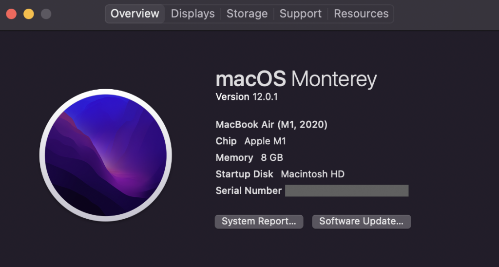 About This Mac > macOS Monterey