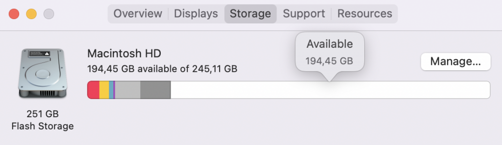 About This Mac > Storage tab