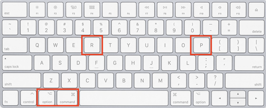 Command + Option + P + R
