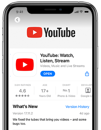 reinstall youtube app from app store