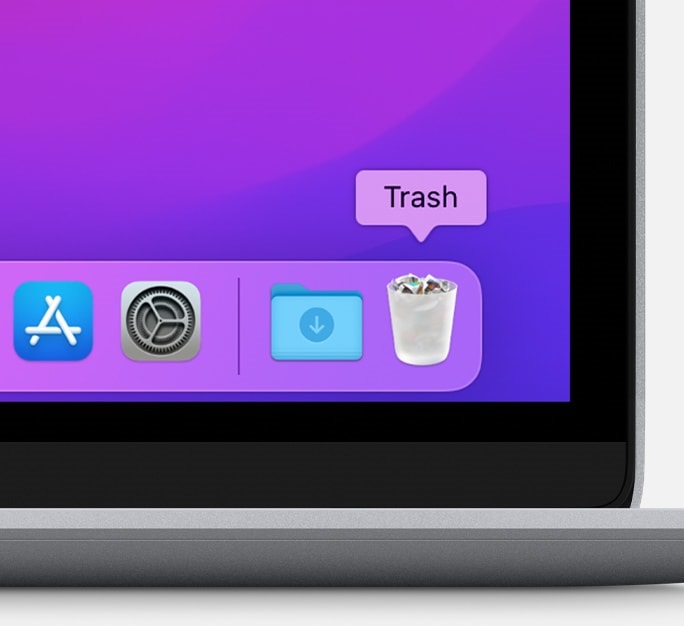 trash folder icon in dock on mac