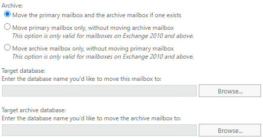 move primary mailbox and archive mailbox