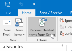 recover missing disappeared emails from server Tab in the Outlook 