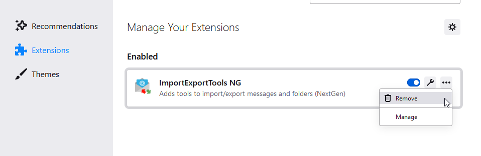 remove importexporttoolsng from thunderbird