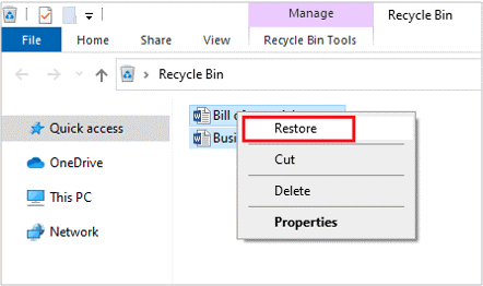 How to recover deleted Word documents from Recycle Bin