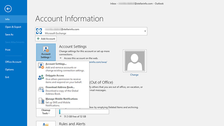 select Account settings