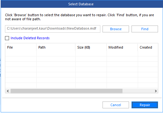 select sql database with corrupt table