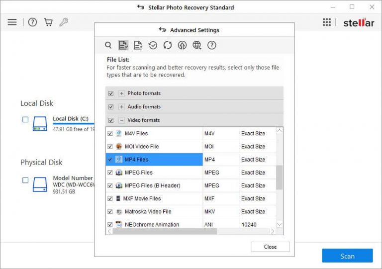 Stellar Photo Recovery- Add File type