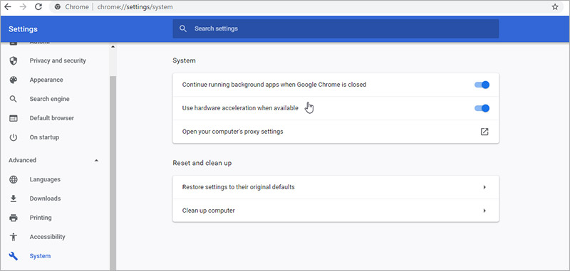 Turn off Hardware Acceleration to resolve Unable to Play Video Error 5