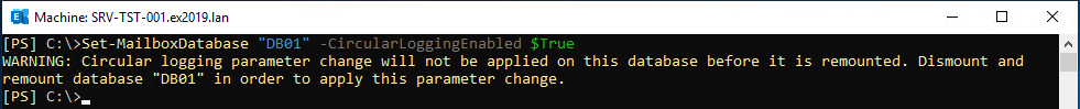 enable circular loggin exchange management shell