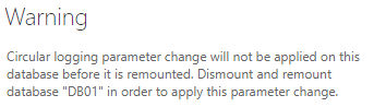 enable circular logging exchange admin center
