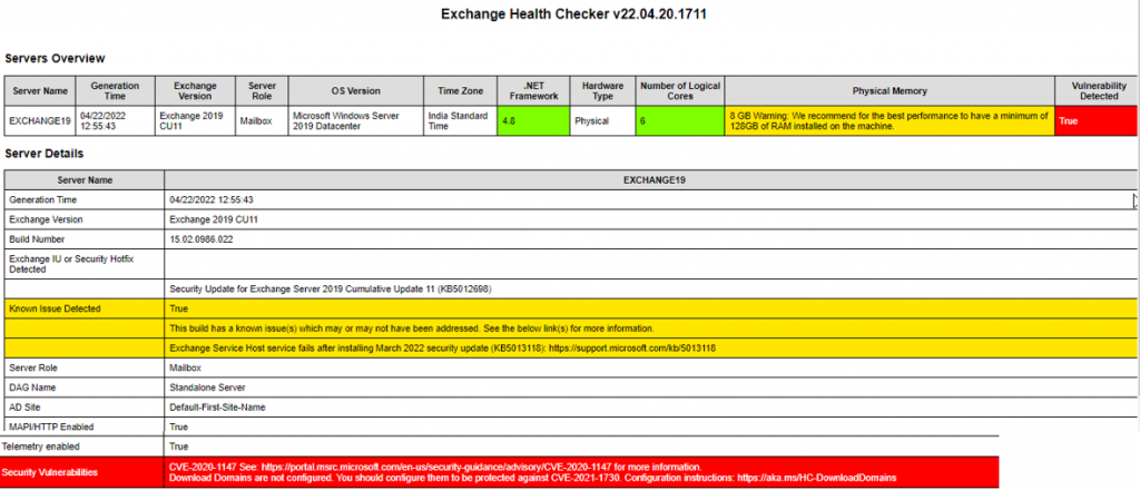 exchange server health checker script found vulnerabilities hive ransomware
