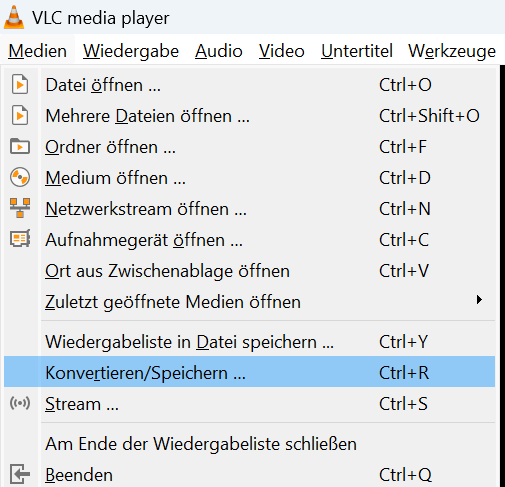 Konvertieren/Sprecihern klicken