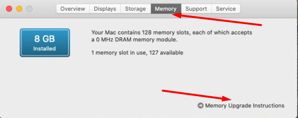 About This Mac - Memory tab