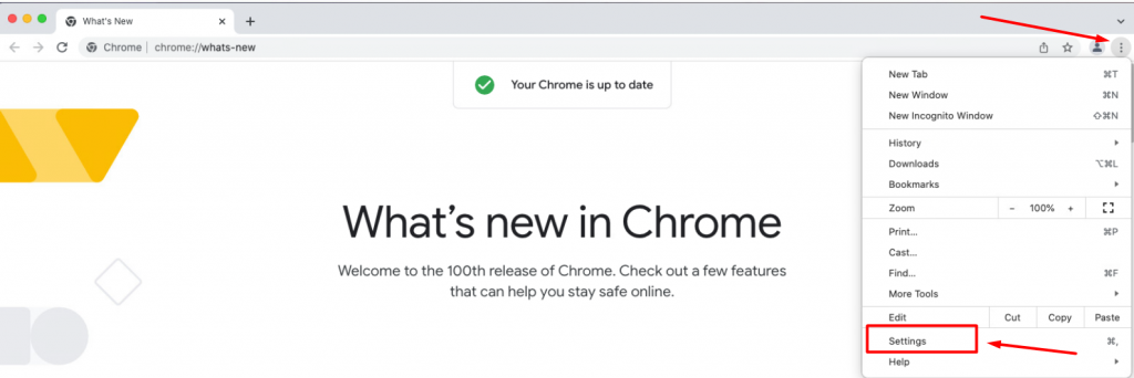 Open Chrome settings