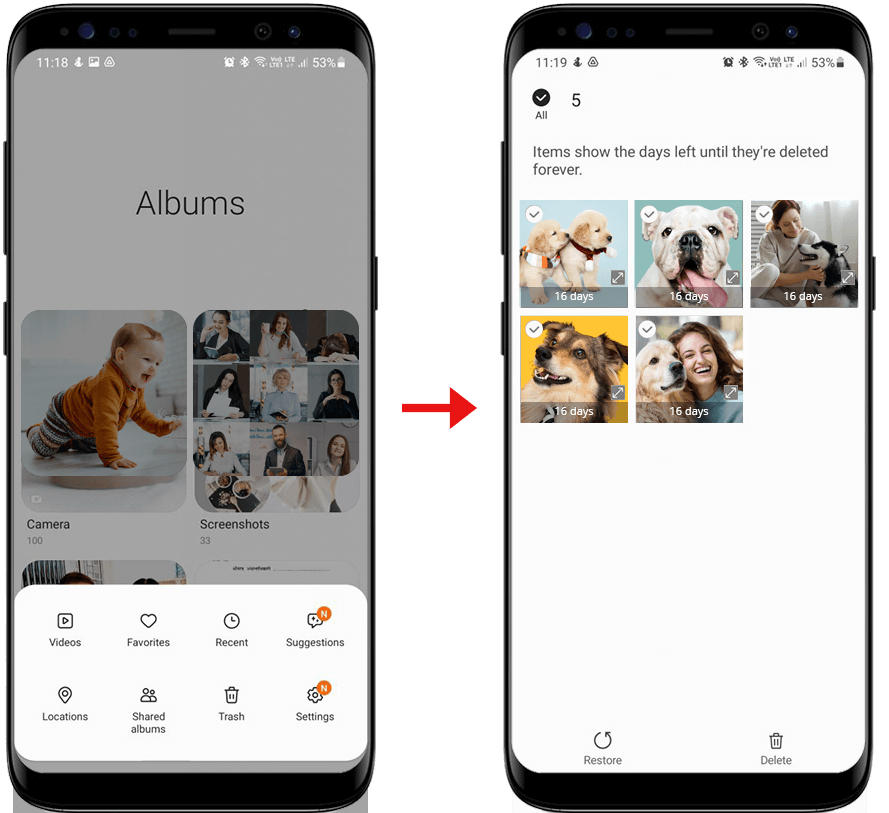 Steps: How to restore deleted screenshots on Android (Samsung)