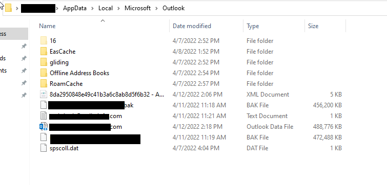 open the outlook data file location