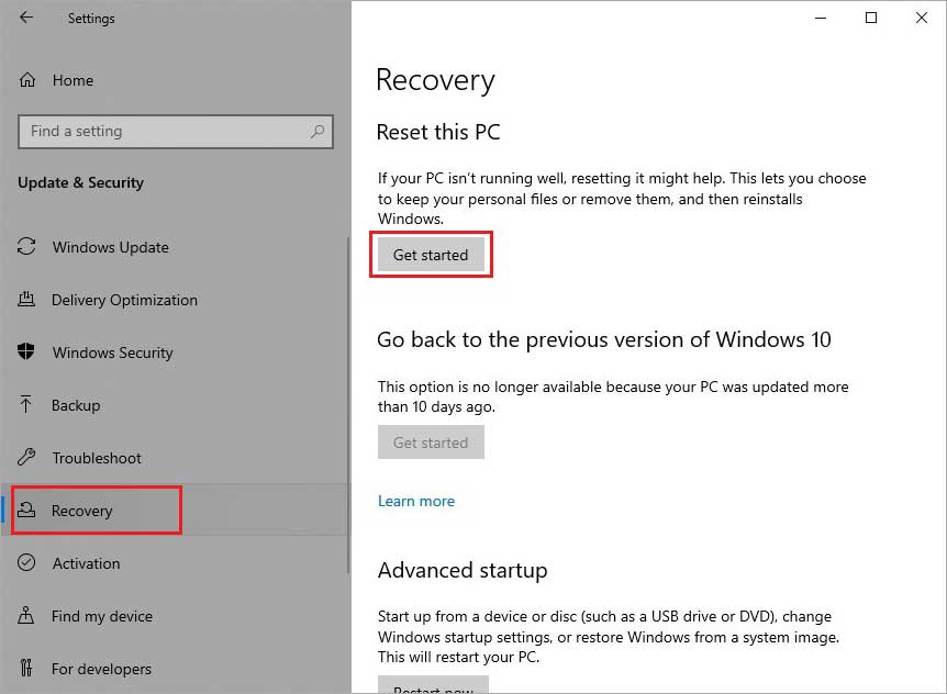 recovery-reset-this-pc-get-started-to-fix-green-screen-of-death-windows-10-11