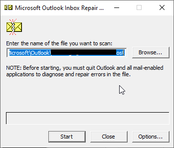select the outlook ost file for repair