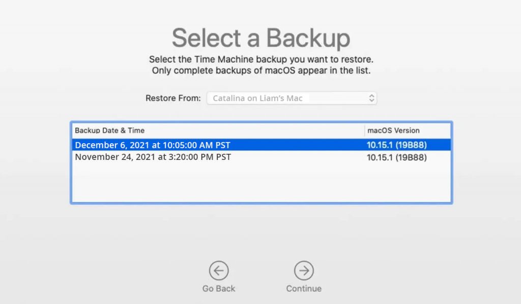 Time Machine backup