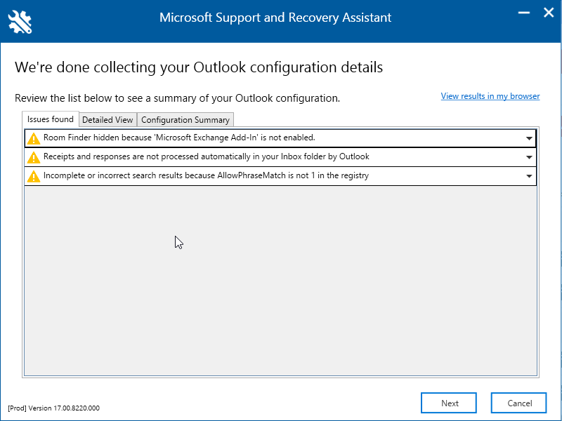 use Microsoft recovery and support assistant tool