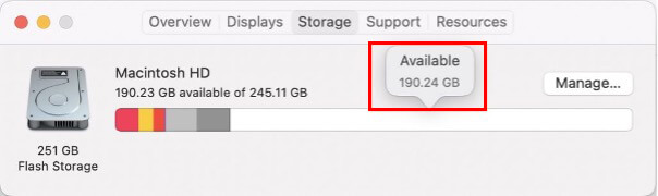 Available Space on Mac