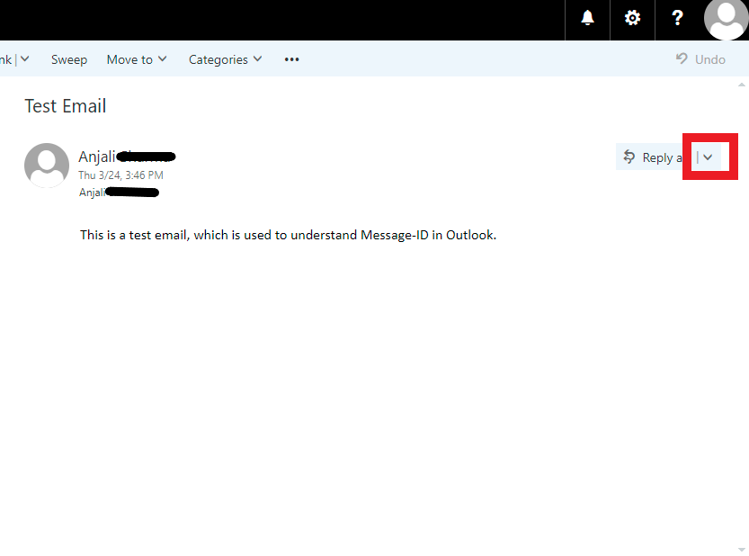 Process for extracting email header in Outlook