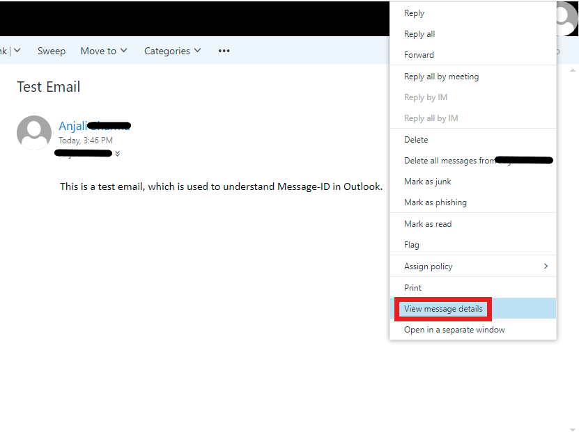 Extracting email header in Outlook