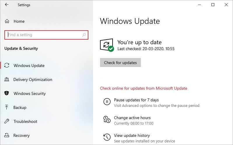 Windows Update Option