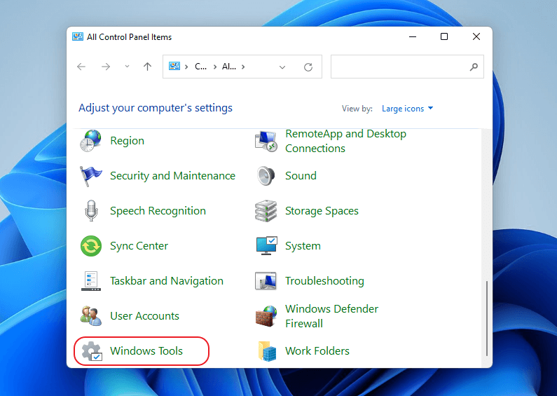 control-panel-windows-tools