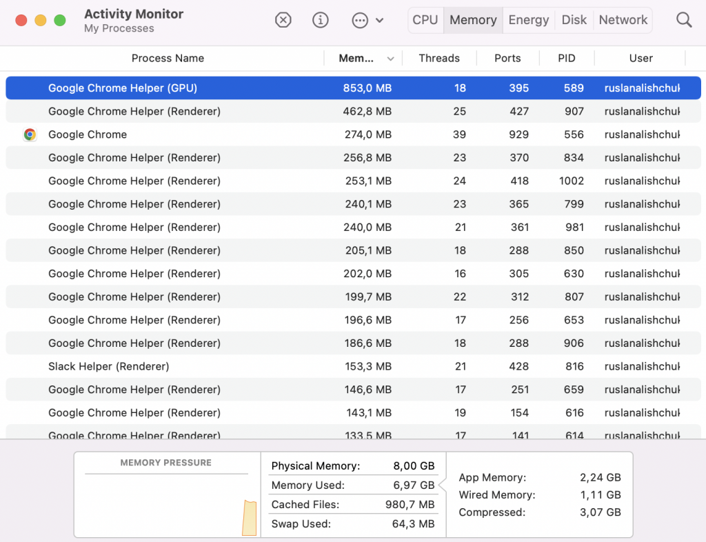 Activity Monitor macOS Monterey > Force Quit an app