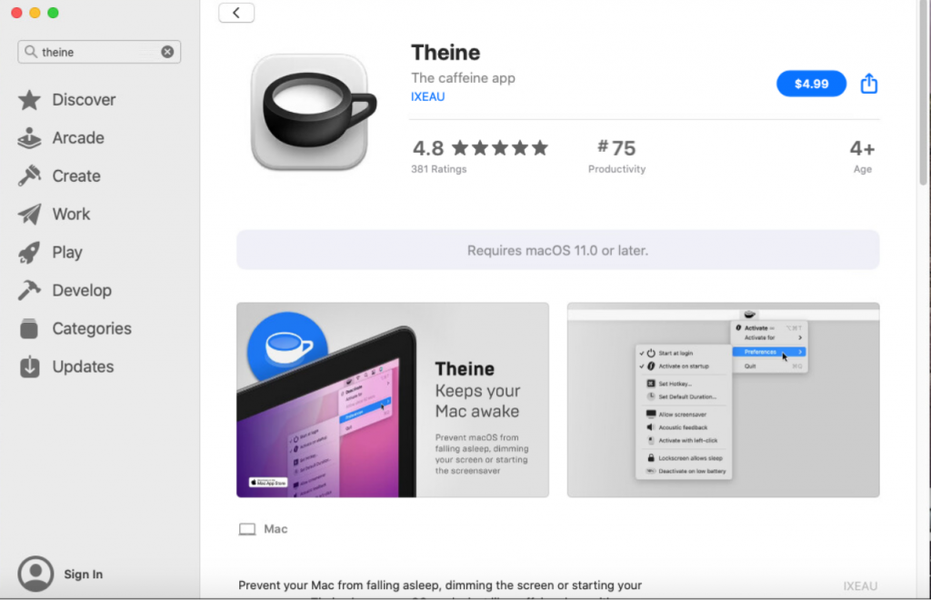 Theine in AppStore