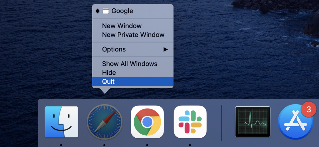 Quit an app from the Dock