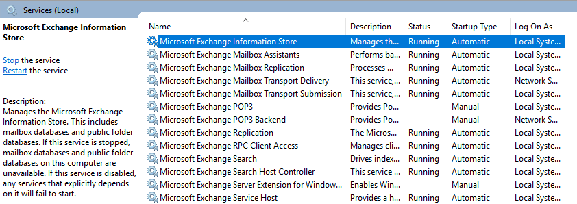 Microsoft exchange services running: How to Rebuild Exchange Search Index