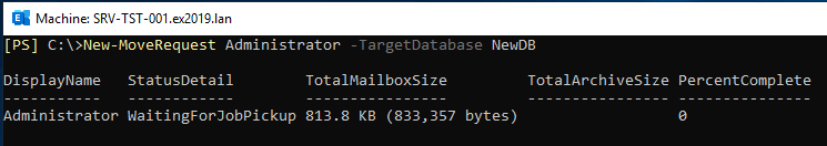 move the mailbox to another database
